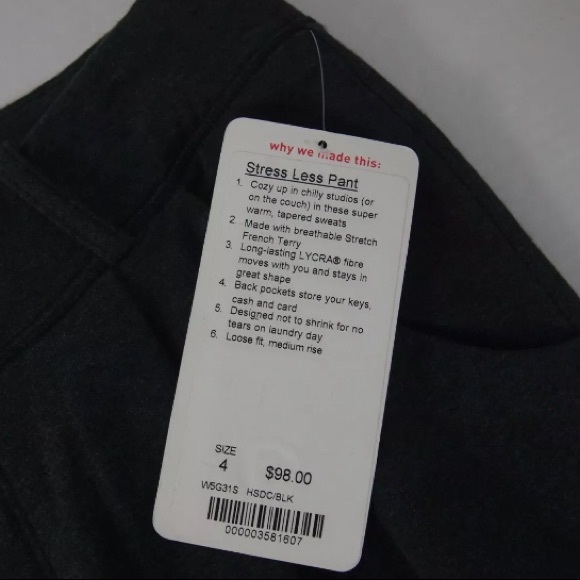 NWT Lululemon Stress Less Pants Jogger Sweat Terry - Picture 7 of 8